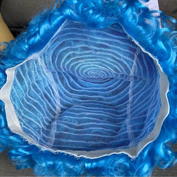 Fun Short Blue Curly Hair Costume Wig - Picture 3 of 6